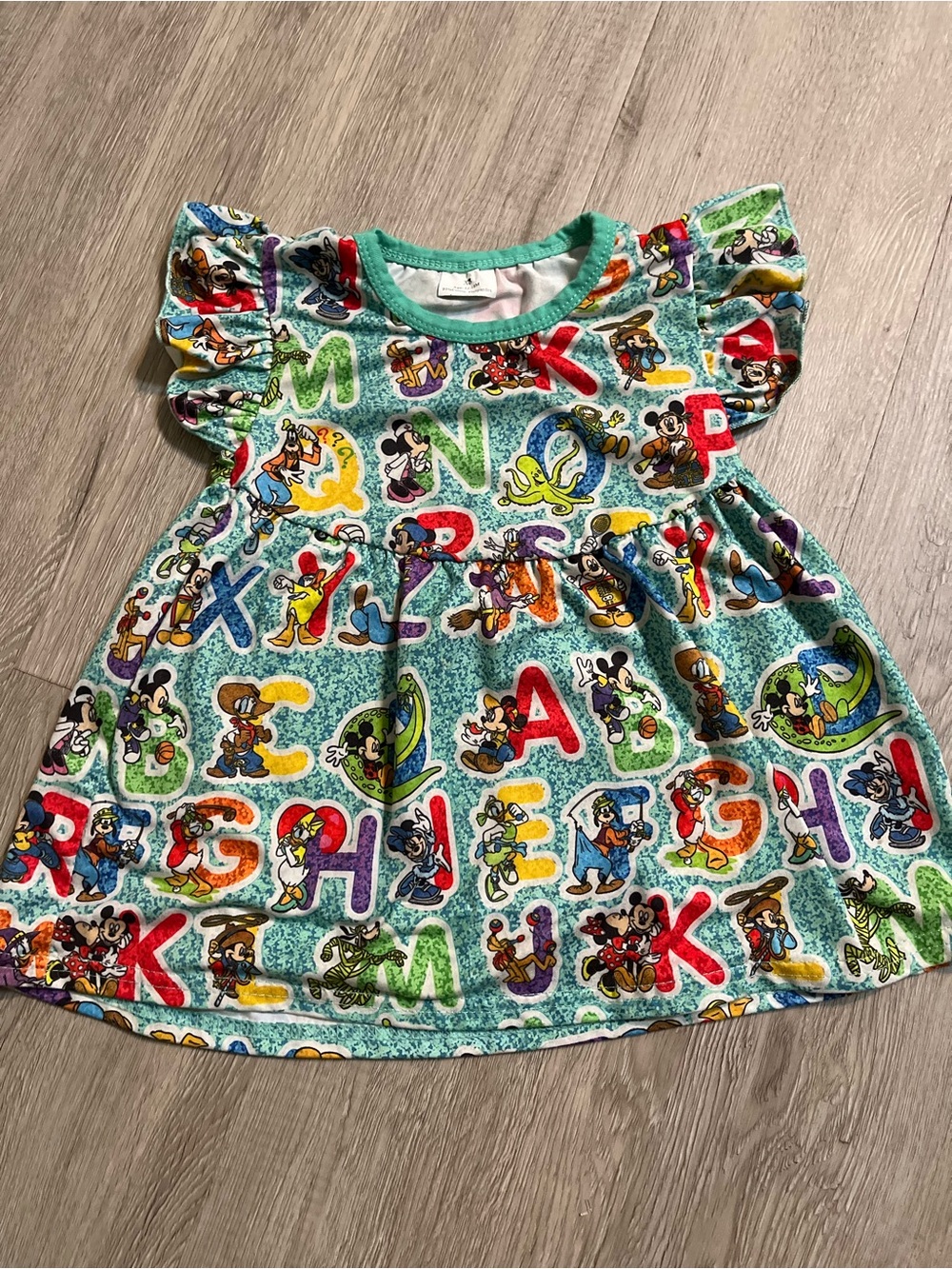 Aqua Alphabet Mickey Print Casual Dress 12-18m